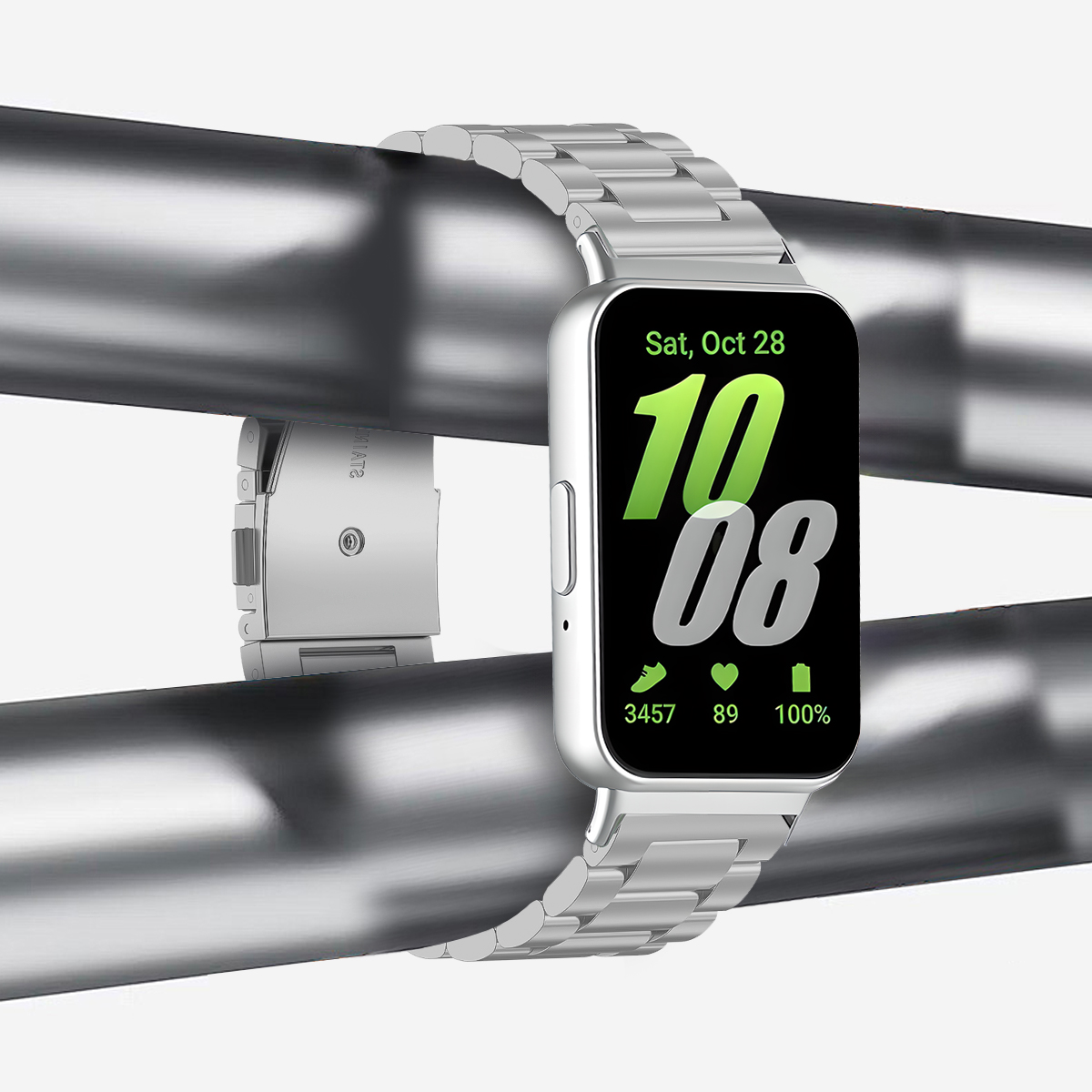 Luxury Watch Galaxy - สายสแตนเลสสำหรับซัมซุง กาแล็คซี่ ฟิต 3 สร้อยข้อมือโลหะหรูหราธุรกิจสำหรับซัมซุง กาแล็คซี่