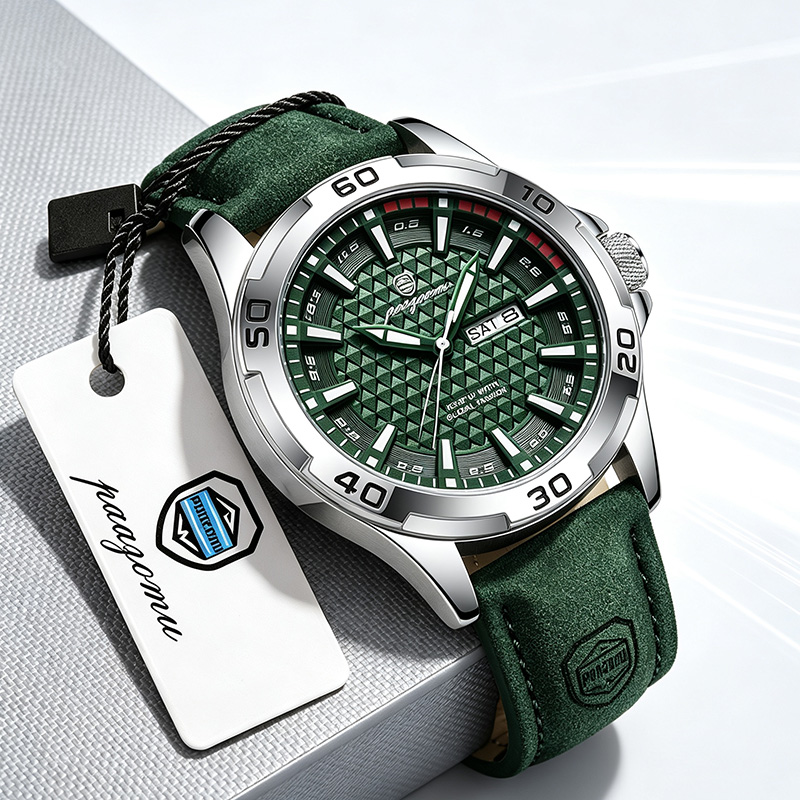 Luxury Watch Holder For Men - PAAZOMU นาฬิกาข้อมือผู้ชายแบรนด์หรู แฟชั่นควอตซ์ สายหนัง ลำลอง สปอร์ต