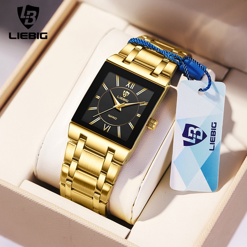 Luxury Watch Life - LiEBIG Luxury Golden นาฬิกาข้อมือควอตซ์สําหรับหญิงสาวชายแฟชั่น 30 M