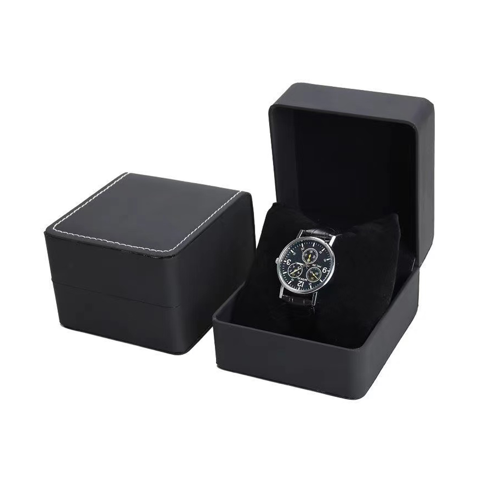 Luxury Watch Packaging Box - Lnofxas สีดํานาฬิกาของขวัญกล่องหมอน PU หนังนาฬิกาข้อมือจอแสดงผลสําหรับชาย