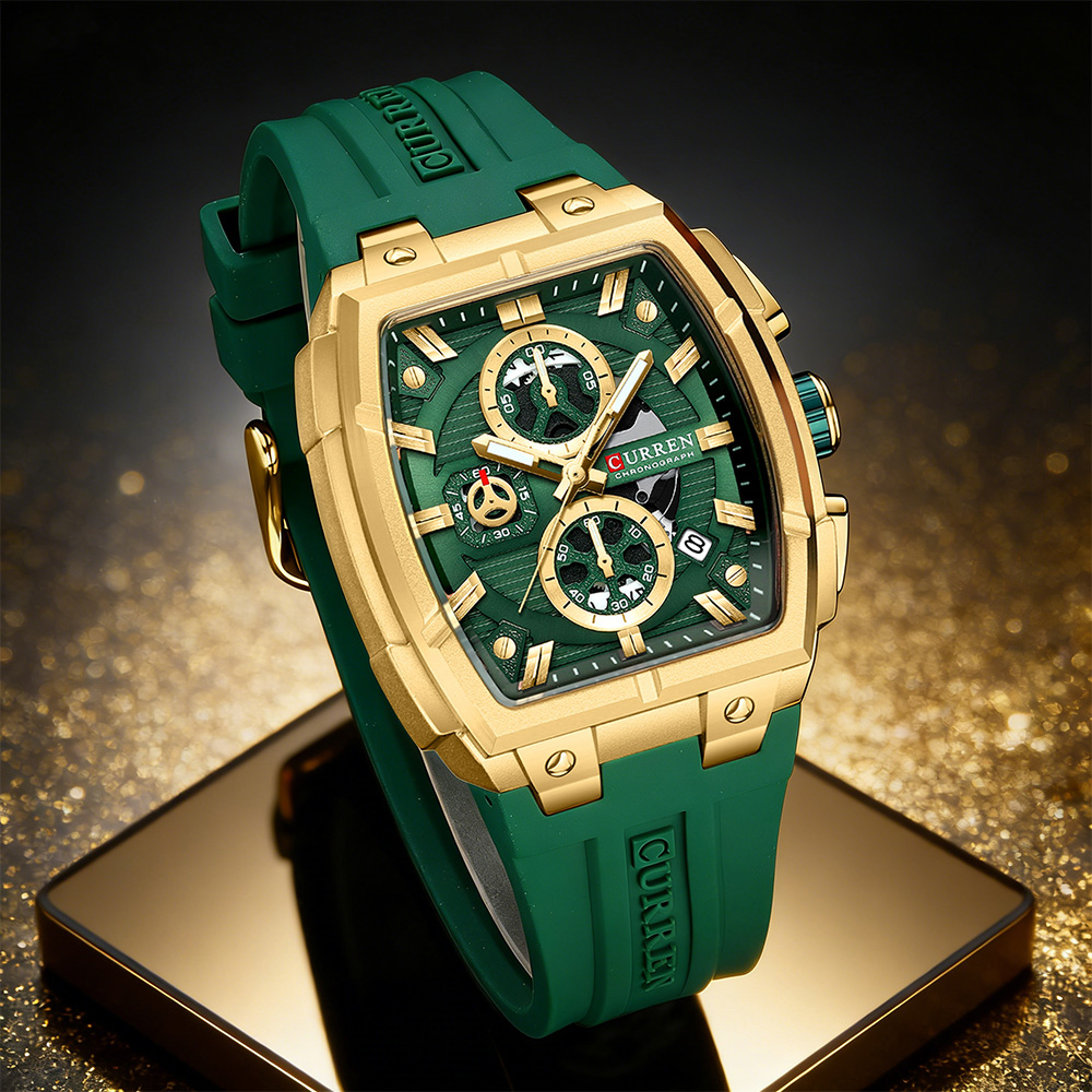 Luxury Watch Life - CURREN นาฬิกาวินเทจสุดหรูสำหรับผู้ชายกีฬานาฬิกาข้อมือควอทซ์โครโนกราฟพร้อมสายซิลิโคน,วันที่,เรืองแสง