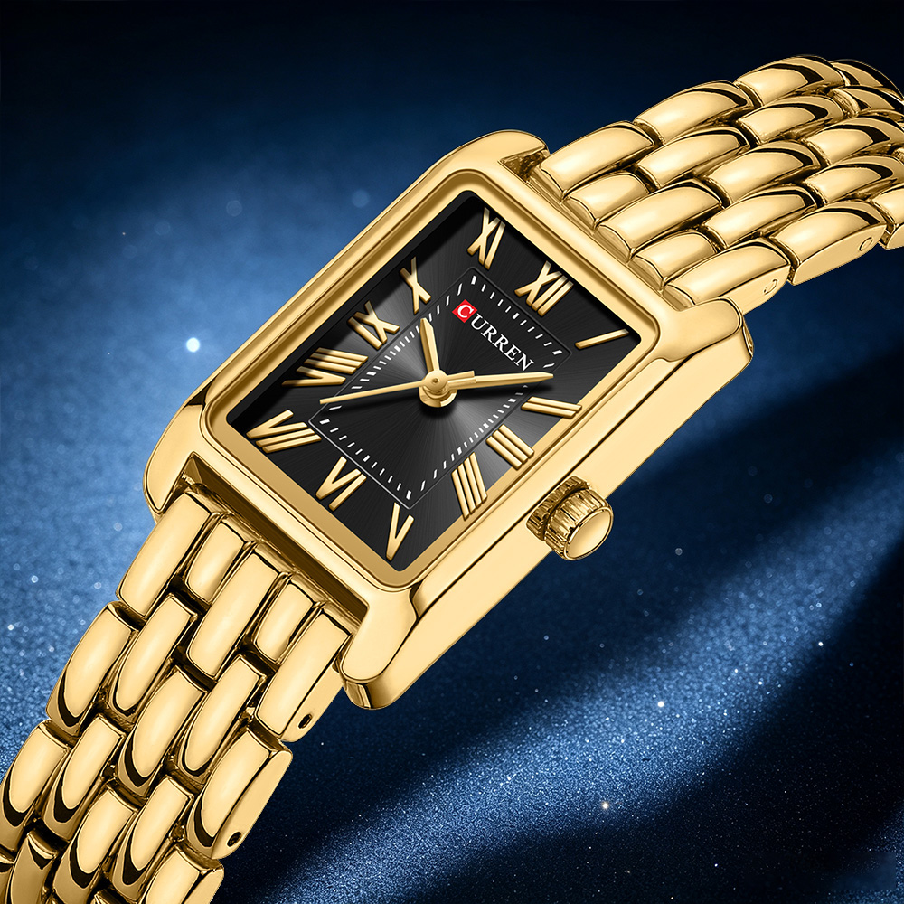 Luxury Watch Deals - CURREN นาฬิกาควอตซ์แฟชั่นหรูหราสำหรับผู้หญิง ดีไซน์เรียบง่าย หน้าปัดสี่เหลี่ยม คุณภาพสูง นาฬิกาผู้หญิงสำหรับธุรกิจ