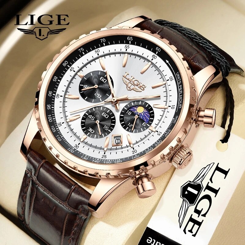 Luxury Watch Holder For Men - นาฬิกาผู้ชายใหม่แบรนด์หรู Lige นาฬิกาข้อมือหนังนาฬิกาควอตซ์นาฬิกากีฬาผู้ชาย relogio masculino +