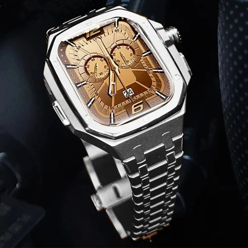 Luxury Watch Apple - ชุดอุปกรณ์ตกแต่งตัวเรือนสแตนเลสสตีลสุดหรูสำหรับ Apple Watch Ultra 3 2