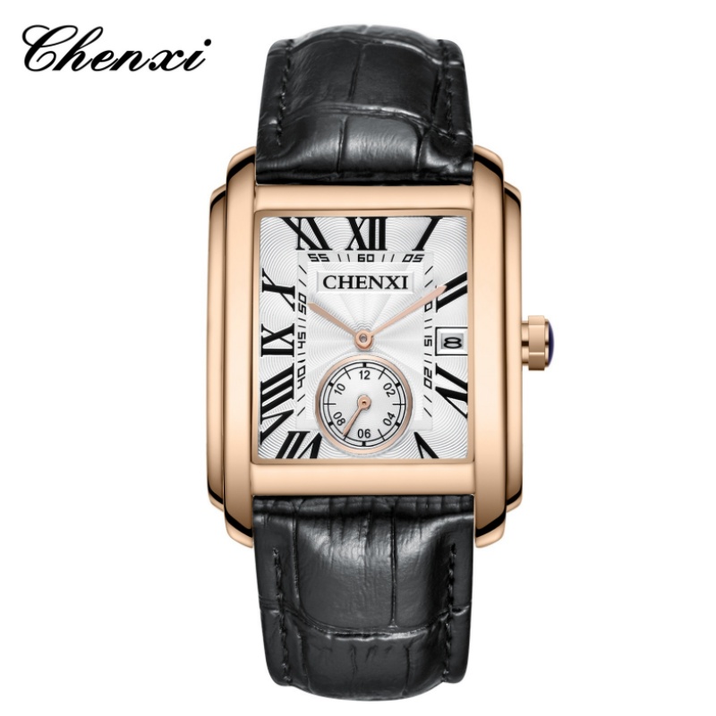 Luxury Watch Holder For Men - CHENXI 8216 แฟชั่นคลาสสิกสแควร์สายหนังสีน้ําตาลนาฬิกาข้อมือ Mens Top Luxury