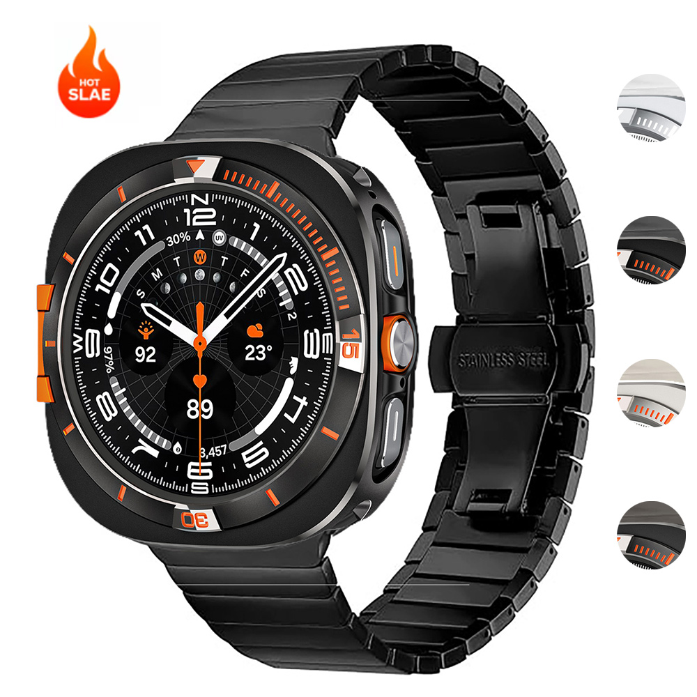 Luxury Watch Galaxy - สายนาฬิกาข้อมือสแตนเลสสตีลและตัวเรือนโลหะผสมสำหรับ Samsung Galaxy Watch 7 Ultra