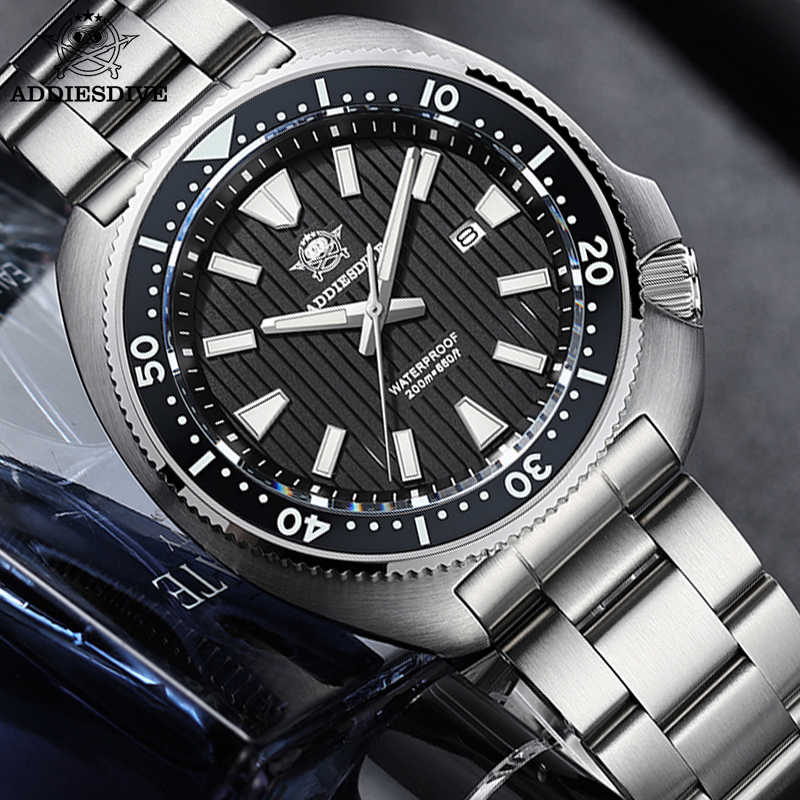 Luxury Watch Packaging Box - ADDIESDIVE นาฬิกาผู้ชายใหม่นาฬิกาข้อมือควอตซ์กระจกแซฟไฟร์เซรามิคเรืองแสง BEZEL 200M กันน้ำคุณภาพสูงนาฬิกาหรูหรา